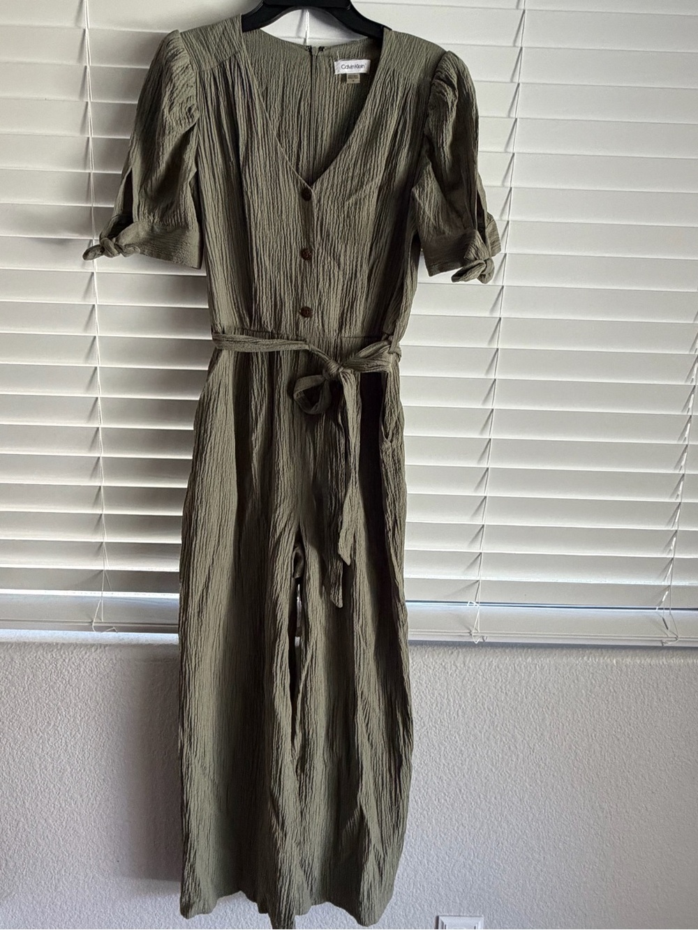 Calvin Klein Olive Green Button-Front Women's Jumpsuit